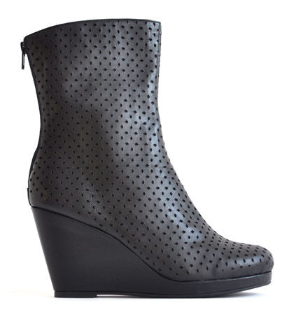Casper ~ Wedge Gusset Boots ~ Black Perforated